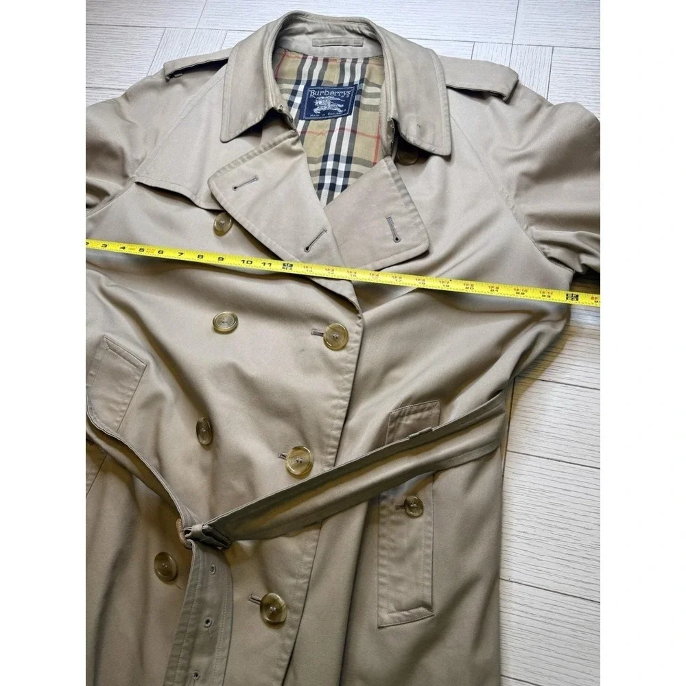 VTG BURBERRYS Double Breasted‎ Belted Trench Coat NOVA CHECK Liner 54 R England - Picture 8 of 13